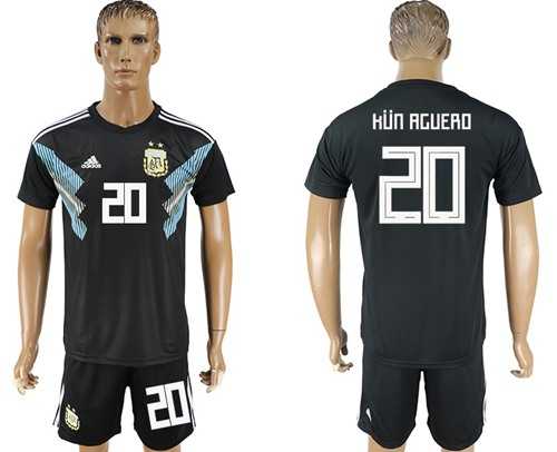 Argentina #20 Kun Aguero Away Soccer Country Jersey