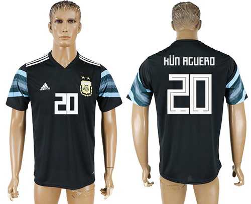 Argentina #20 Kun Aguero Away Soccer Country Jersey