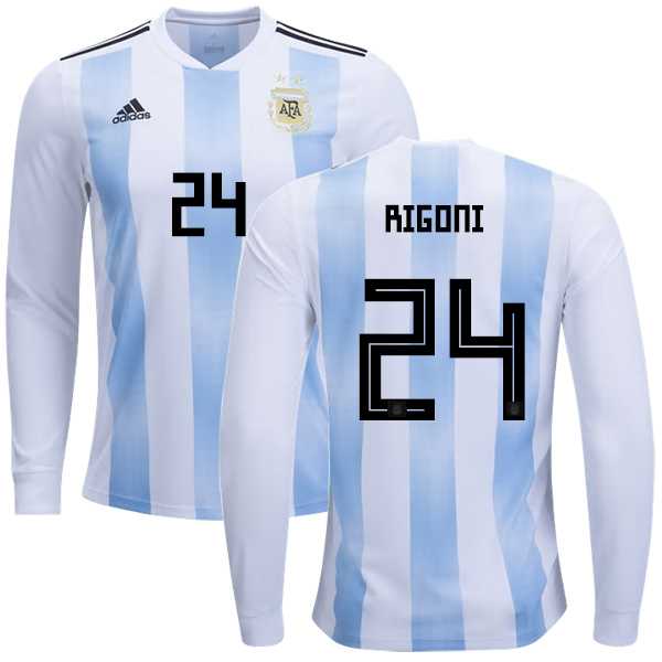 Argentina #24 Rigoni Home Long Sleeves Kid Soccer Country Jersey