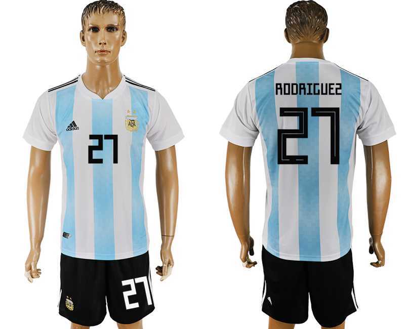 Argentina #27 RODRIGUEZ Home 2018 FIFA World Cup Soccer Jersey