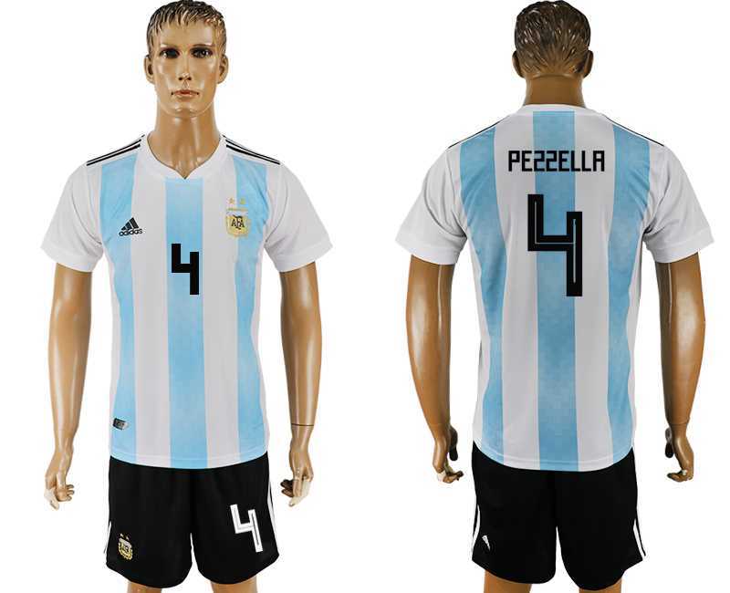 Argentina #4 PEZZELLA Home 2018 FIFA World Cup Soccer Jersey
