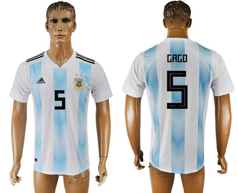 Argentina 5 GAGO Home 2018 FIFA World Cup Thailand Soccer Jersey