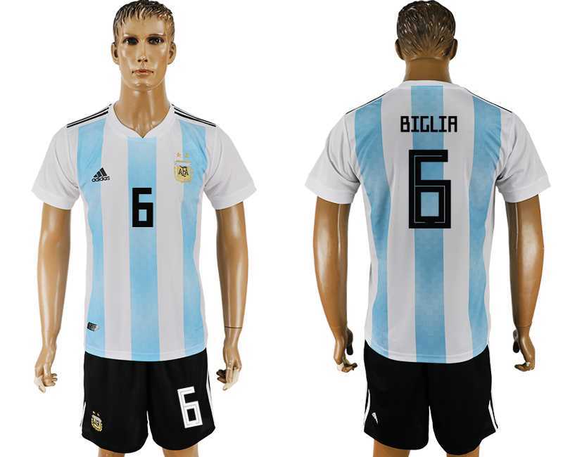 Argentina #6 BIGLIA Home 2018 FIFA World Cup Soccer Jersey