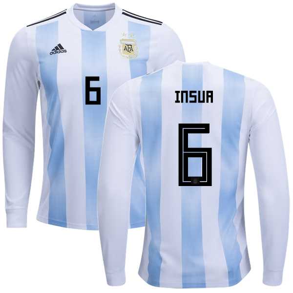 Argentina #6 Insua Home Long Sleeves Kid Soccer Country Jersey