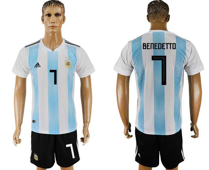 Argentina #7 BENEDETTO Home 2018 FIFA World Cup Soccer Jersey