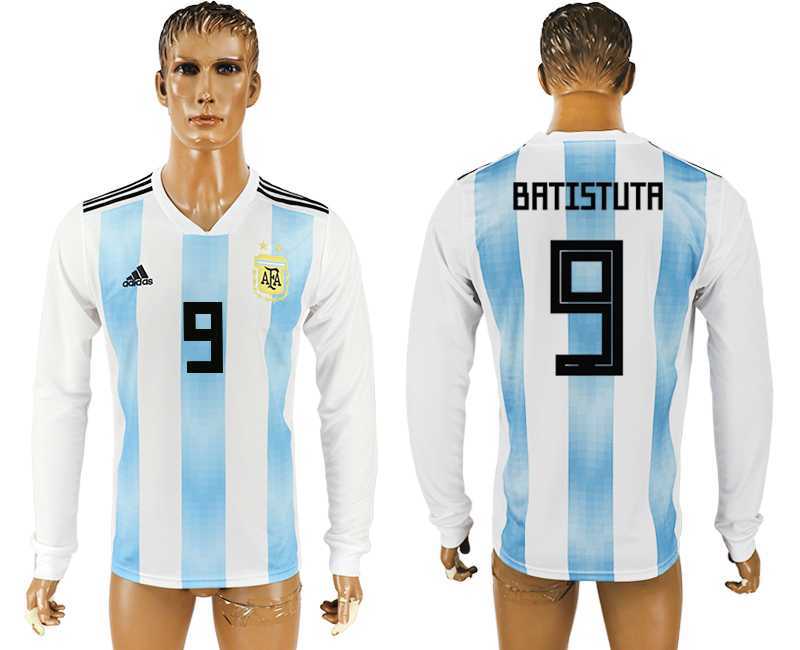 Argentina #9 BATISTUTA Home 2018 FIFA World Cup Long Sleeve Thailand Soccer Jersey