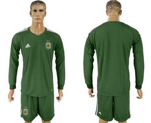 Argentina Blank Army Green Long Sleeves Goalkeeper Soccer Country Jersey