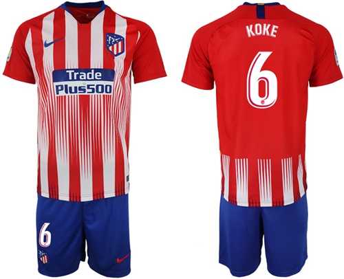 Atletico Madrid #6 Koke Home Soccer Club Jersey