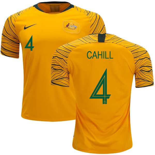 Australia #4 Cahill Home Soccer Country Jersey