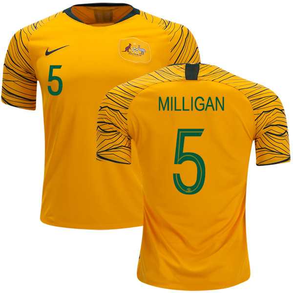 Australia #5 Milligan Home Soccer Country Jersey