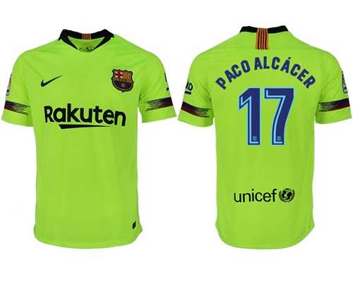 Barcelona #17 Paco Alcacer Away Soccer Club Jersey