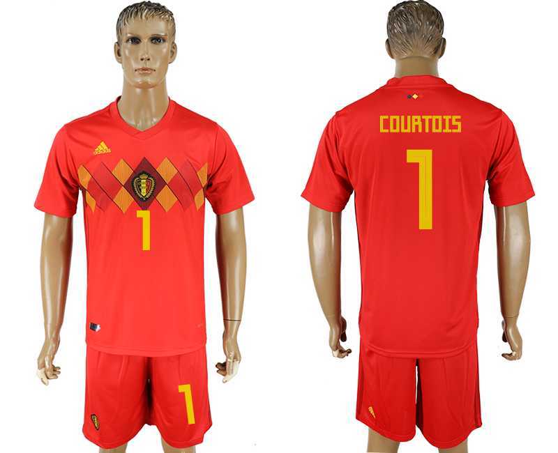 Belgium #1 COURTOIS Home 2018 FIFA World Cup Soccer Jersey
