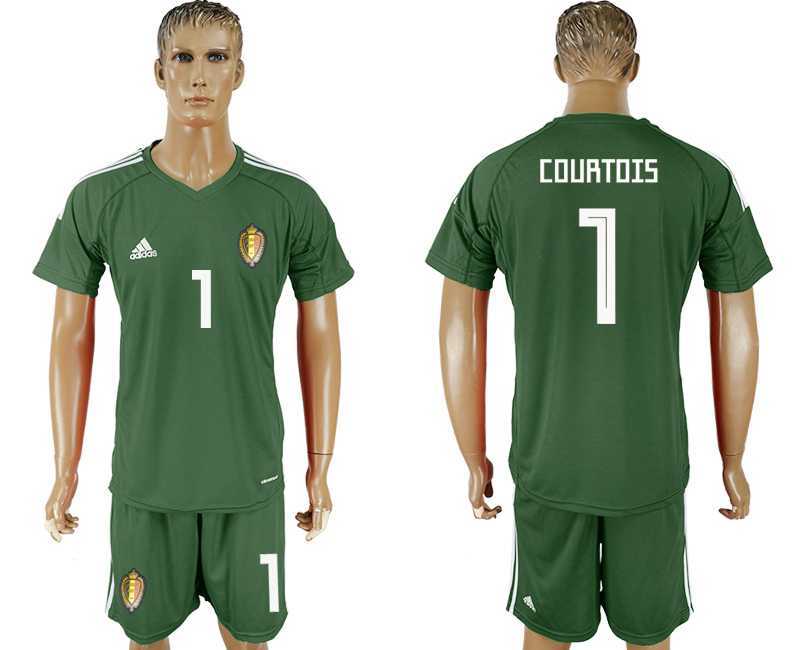 Belgium #1 COURTOIS Military Green Goalkeeper 2018 FIFA World Cup Soccer Jersey
