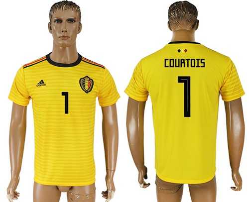 Belgium #1 Courtois Away Soccer Country Jersey
