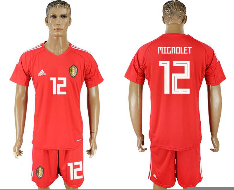 Belgium #12 MIGNOLET Red Goalkeeper 2018 FIFA World Cup Soccer Jersey
