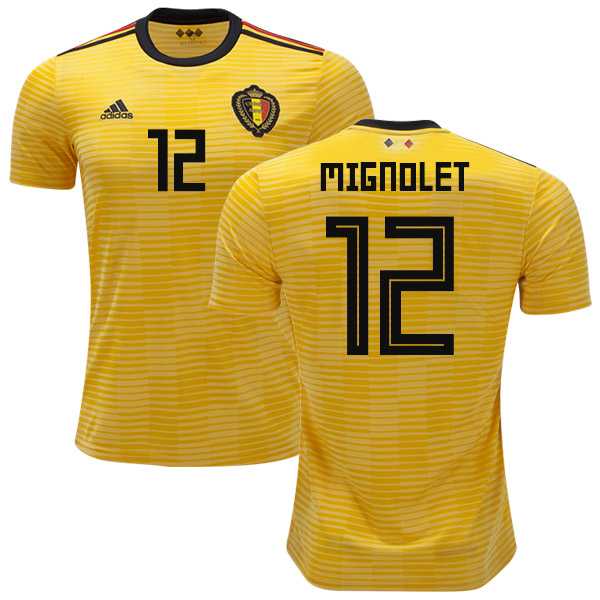 Belgium #12 Mignolet Away Kid Soccer Country Jersey