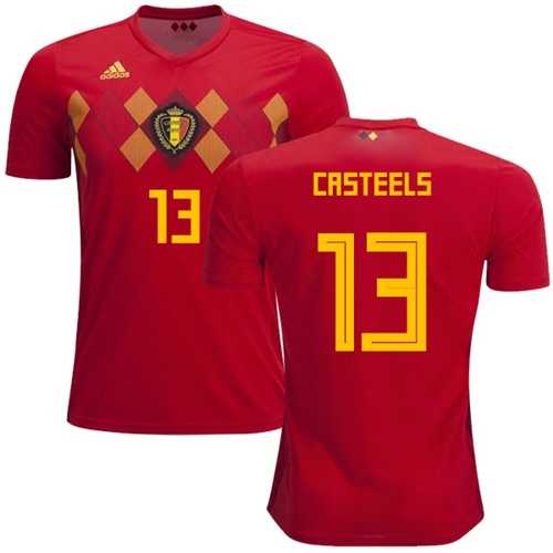 Belgium #13 Casteels Red Home Soccer Country Jersey