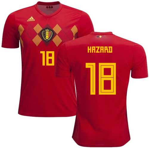 Belgium #18 Hazard Red Home Soccer Country Jersey