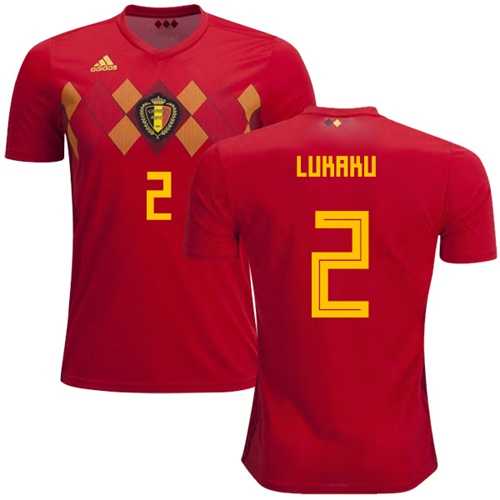 Belgium #2 Lukaku Red Home Soccer Country Jersey
