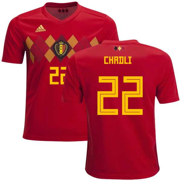 Belgium #22 Chadli Home Kid Soccer Country Jersey