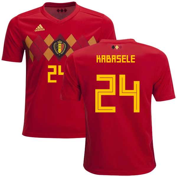 Belgium #24 Kabasele Home Kid Soccer Country Jersey