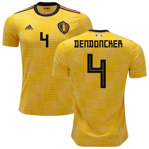 Belgium #4 Dendoncker Away Kid Soccer Country Jersey