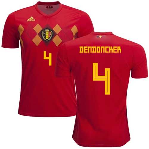 Belgium #4 Dendoncker Red Home Soccer Country Jersey