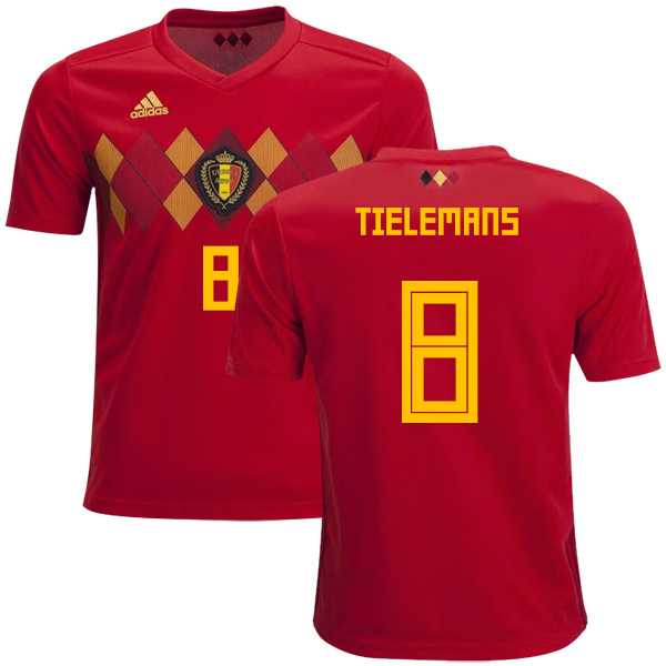 Belgium #8 Tielemans Home Kid Soccer Country Jersey