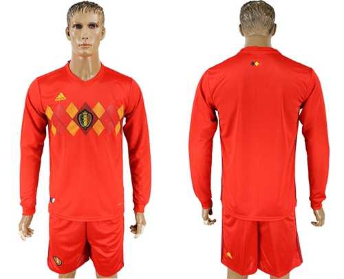 Belgium Blank Red Home Long Sleeves Soccer Country Jersey