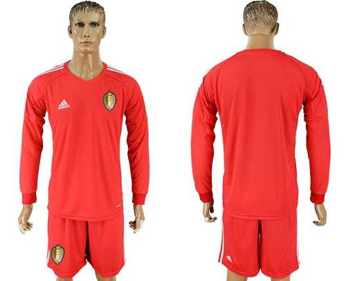 Belgium Blank Red Long Sleeves Goalkeeper Soccer Country Jersey