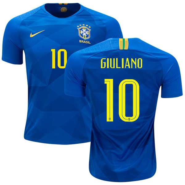 Brazil #10 Giuliano Away Soccer Country Jersey