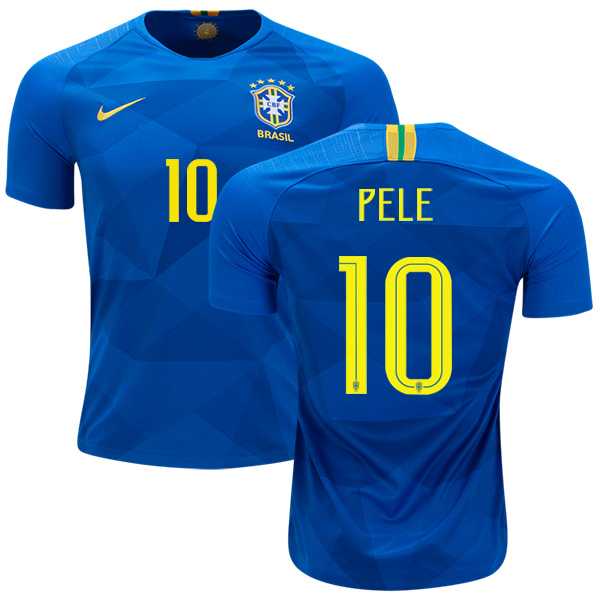 Brazil #10 Pele Away Kid Soccer Country Jersey