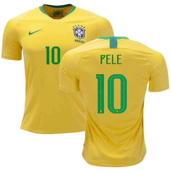 Brazil #10 Pele Home Kid Soccer Country Jersey