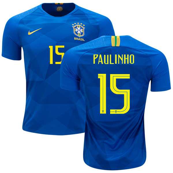 Brazil #15 Paulinho Away Soccer Country Jersey