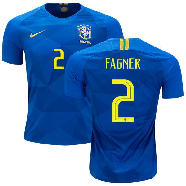 Brazil #2 Fagner Away Kid Soccer Country Jersey