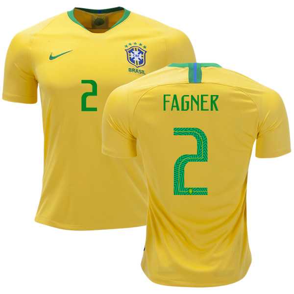 Brazil #2 Fagner Home Kid Soccer Country Jersey