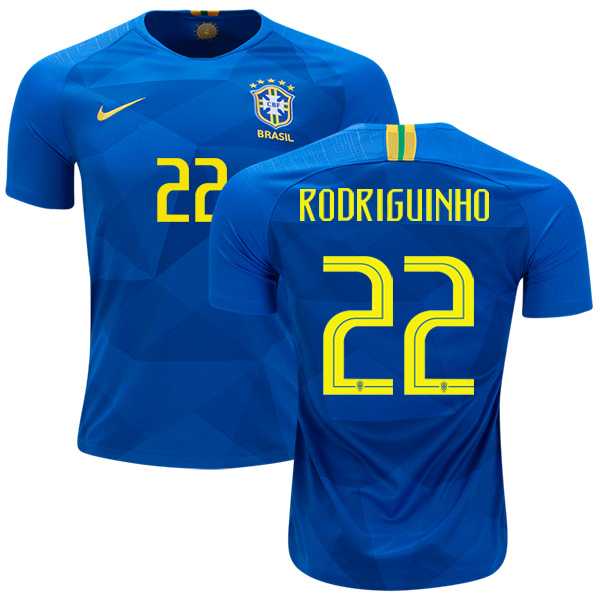 Brazil #22 Rodriguinho Away Kid Soccer Country Jersey