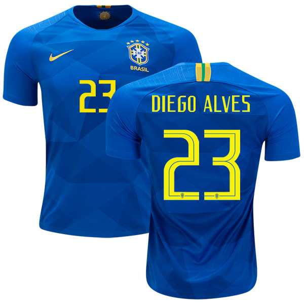 Brazil #23 Diego Alves Away Kid Soccer Country Jersey
