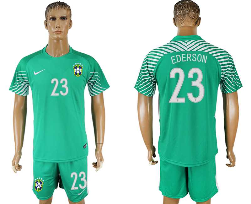Brazil #23 EDERSON Green Goalkeeper 2018 FIFA World Cup Soccer Jersey