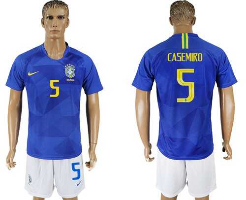 Brazil #5 Casemiro Away Soccer Country Jersey