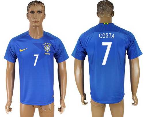 Brazil #7 Costa Away Soccer Country Jersey