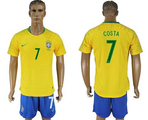 Brazil #7 Costa Home Soccer Country Jersey