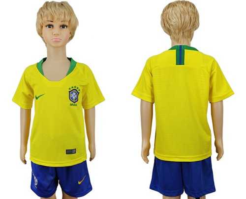 Brazil Blank Home Kid Soccer Country Jersey