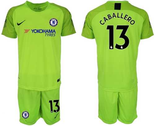 Chelsea #13 Caballero Shiny Green Goalkeeper Soccer Club Jersey