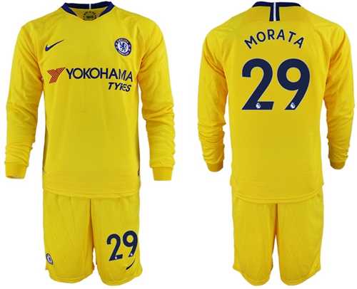Chelsea #29 Morata Away Long Sleeves Soccer Club Jersey