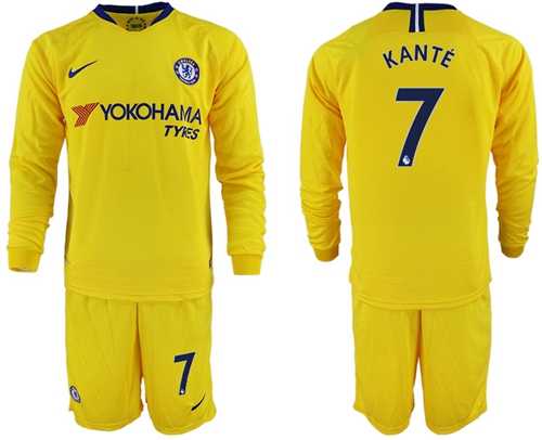 Chelsea #7 Kante Away Long Sleeves Soccer Club Jersey