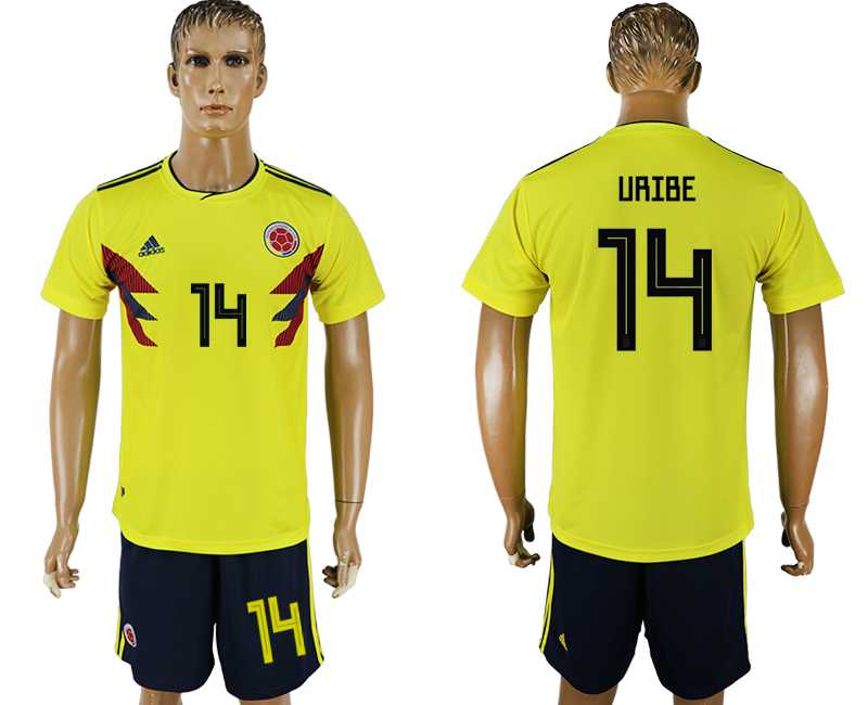 Colombia #14 URIBE Home 2018 FIFA World Cup Soccer Jersey