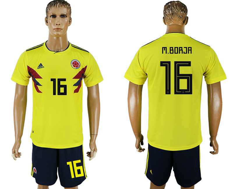 Colombia #16 M.BORJA Home 2018 FIFA World Cup Soccer Jersey
