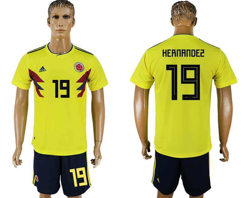 Colombia #19 HERNANDEZ Home 2018 FIFA World Cup Soccer Jersey