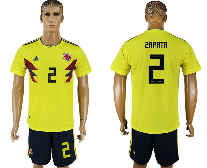 Colombia #2 ZAPATA Home 2018 FIFA World Cup Soccer Jersey